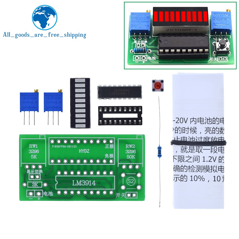 Diy Electronics Test Equipment - LM3914 10-segmentowy moduł wskaźnika pojemności baterii