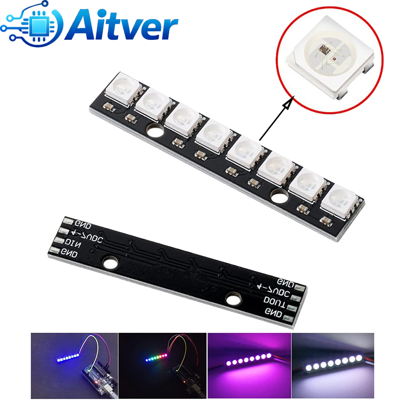 Moduł LED RGB WS2812B 8-bitowy – Diy Electronics Address recenzja i cena